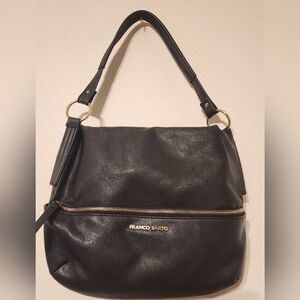 Franco Sarto Black Faux Leather (100%PVC) Messenger Bag w/Crossbody Strap